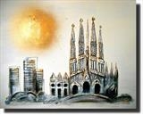 La Sagrada Familia, Barcelona by lisa vallo art, Painting, Acrylic on canvas