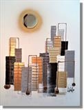 Moon over Manhatten by lisa vallo art, Painting, Mixed Media on Canvas